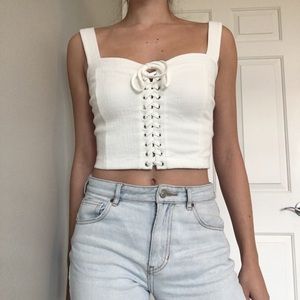 Forever 21 white Lace up crop top - New with tags!